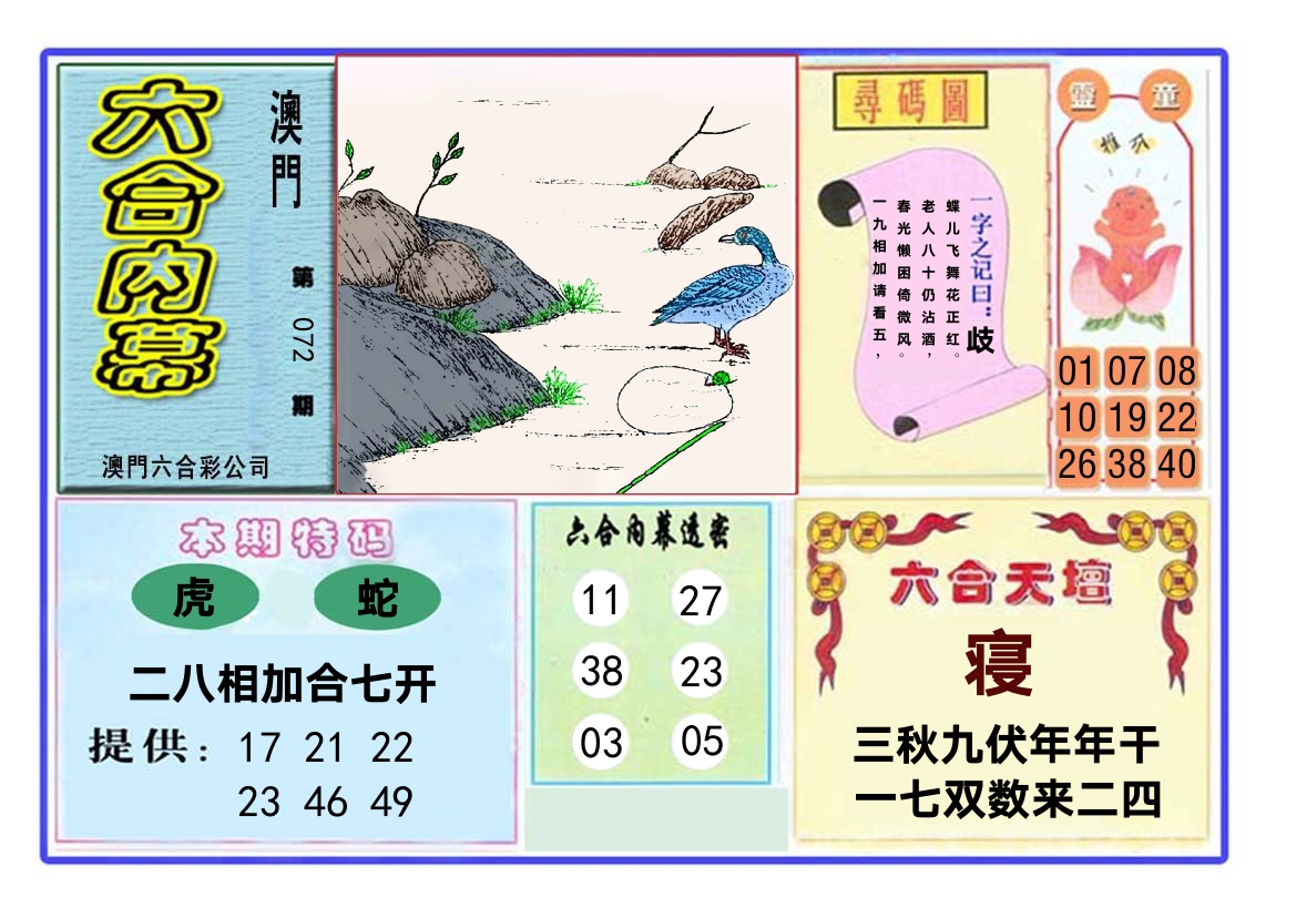 六合内幕 第72期
