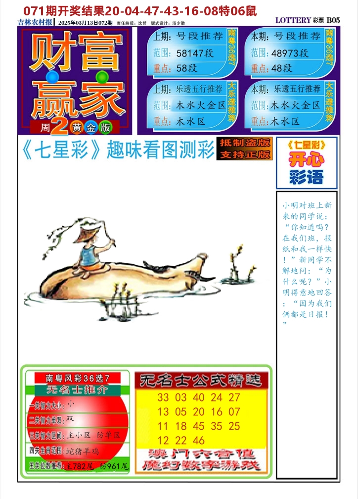 七星彩图A 第72期