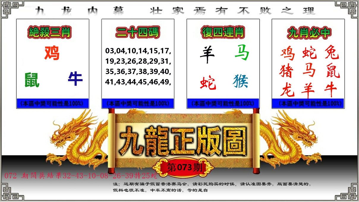 九龙正版图 第73期