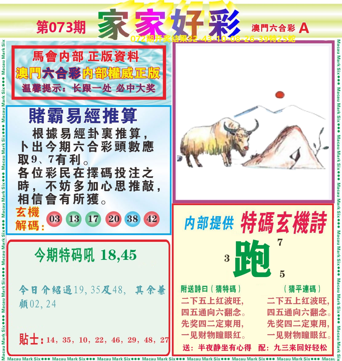 家家好彩A 第73期