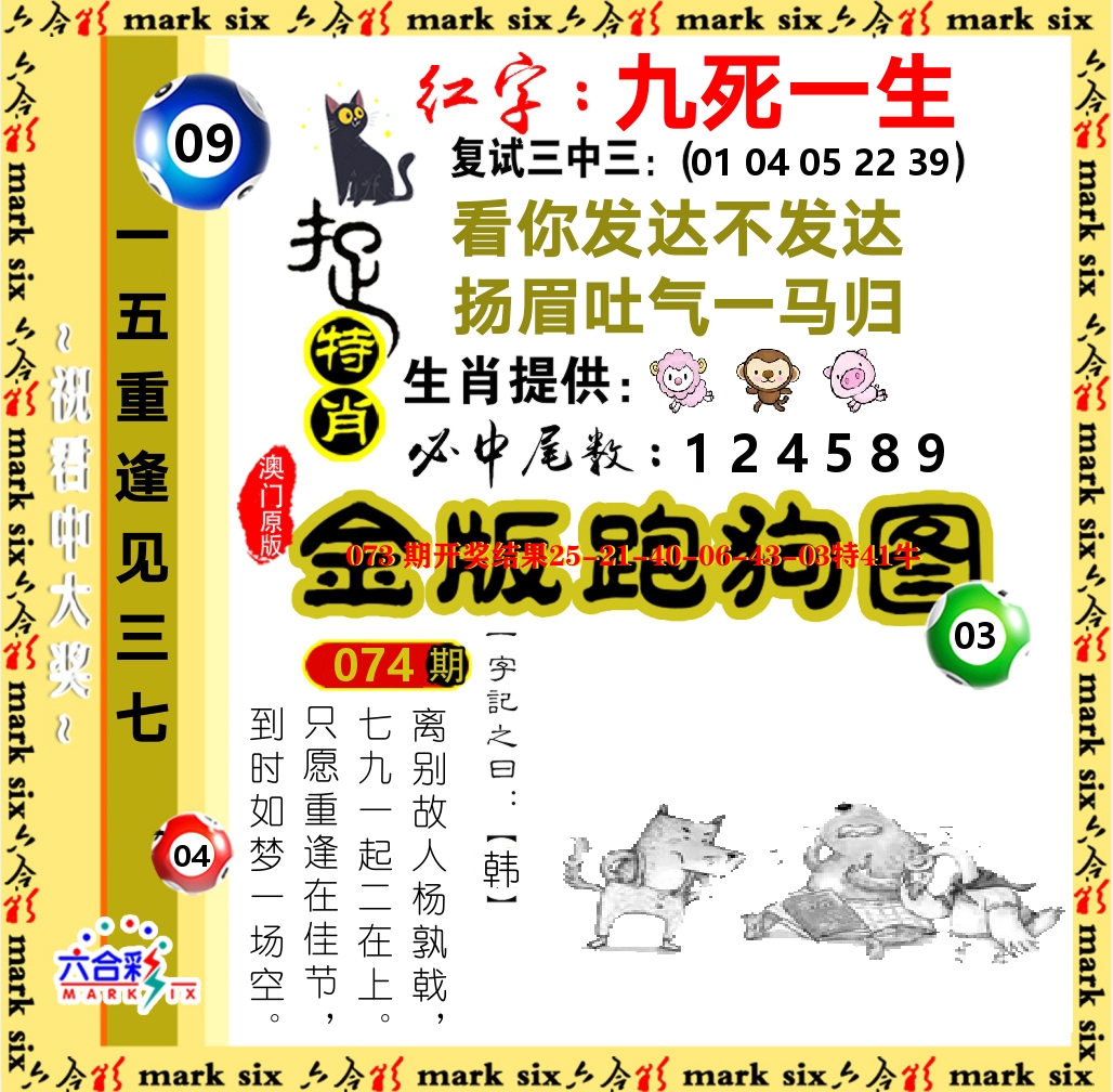 金版跑狗图 第74期