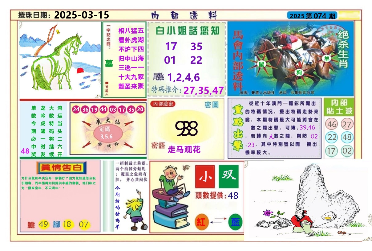 澳门内部透料A 第74期