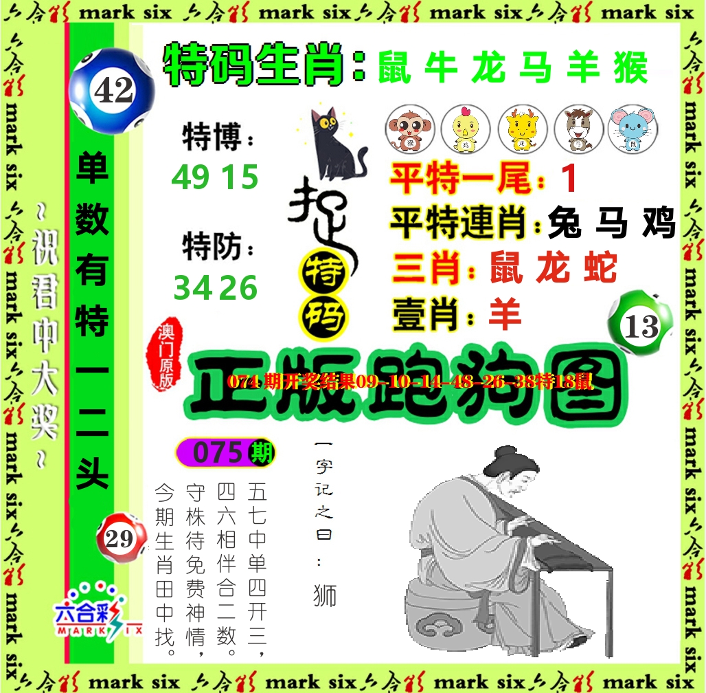 正版跑狗图 第75期