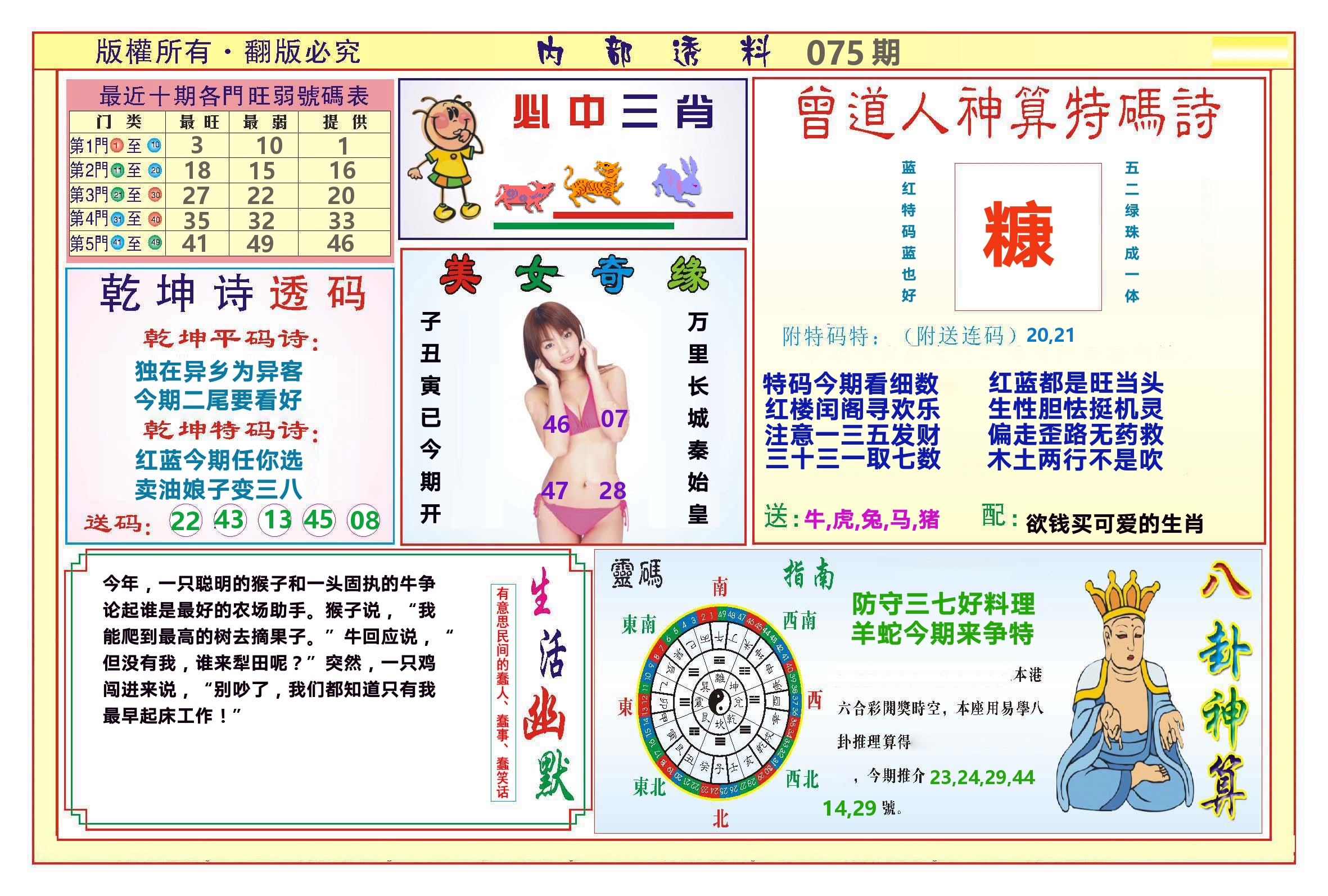 澳门内部透料B 第75期