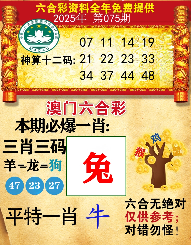 澳门必爆 第75期