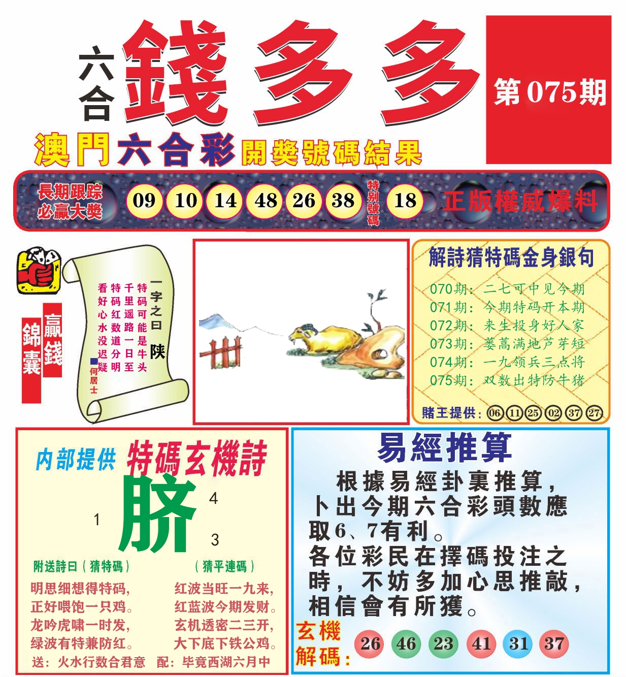 澳门钱多多B 第75期