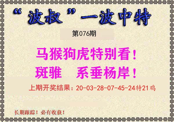 波叔中特 第76期