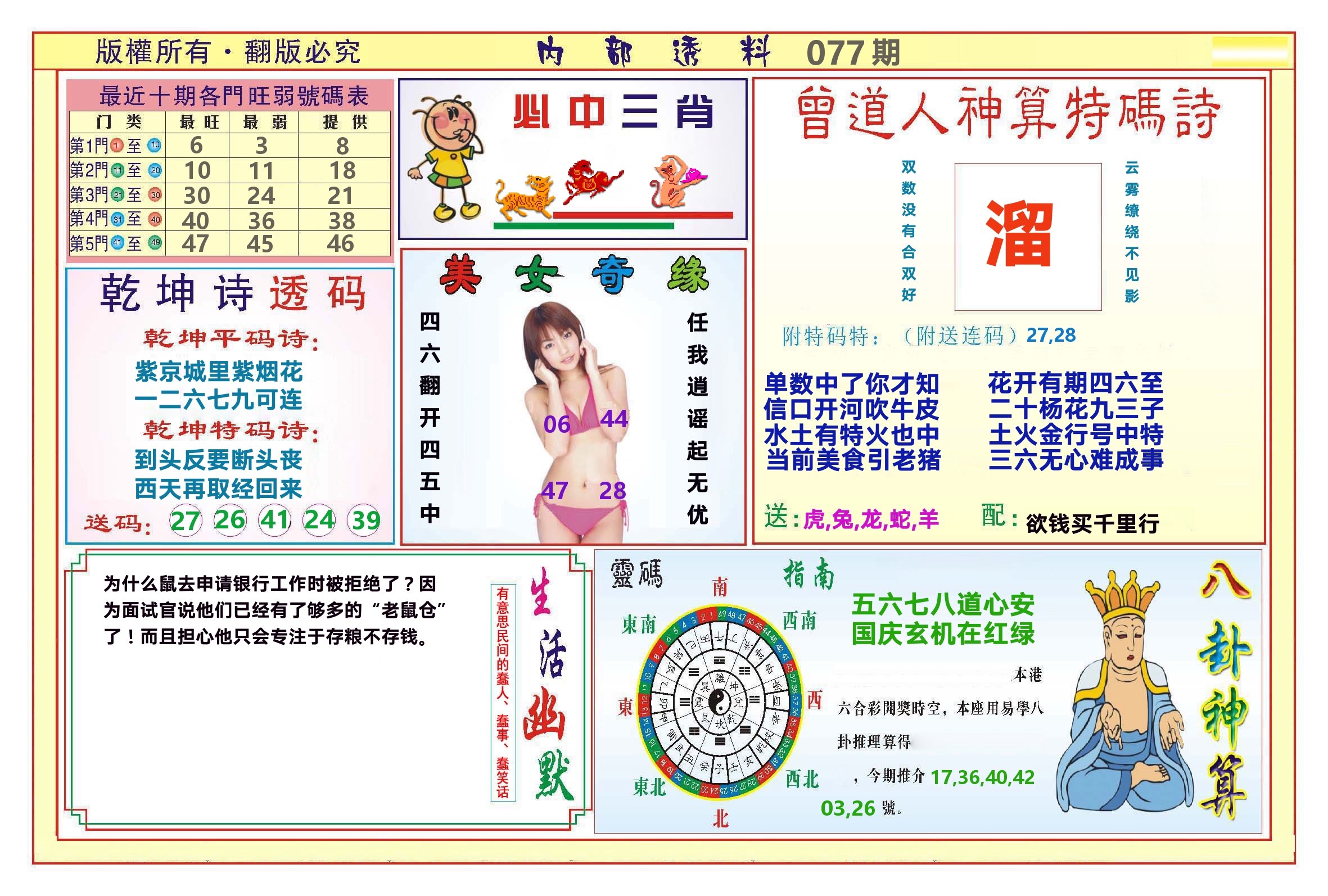 澳门内部透料B 第77期