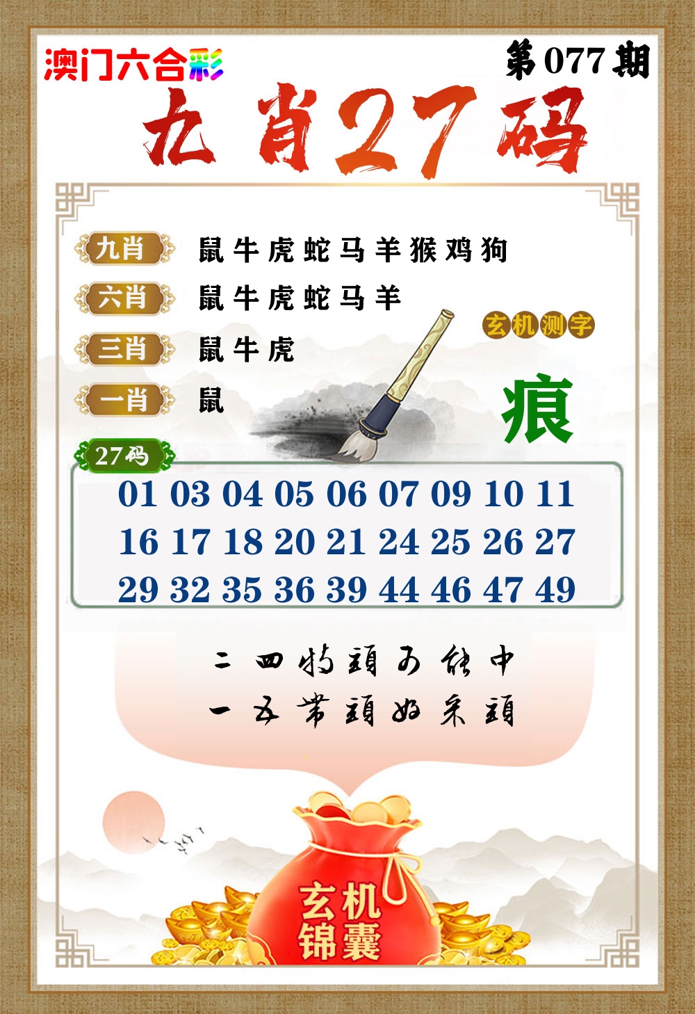 玄机锦囊 第77期