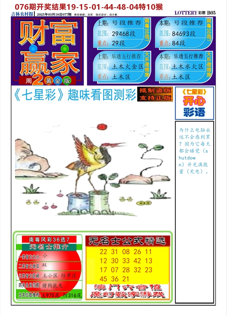 七星彩图A 第77期