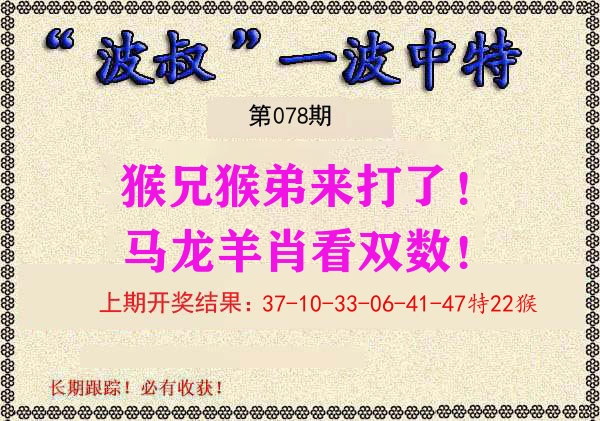 波叔中特 第78期