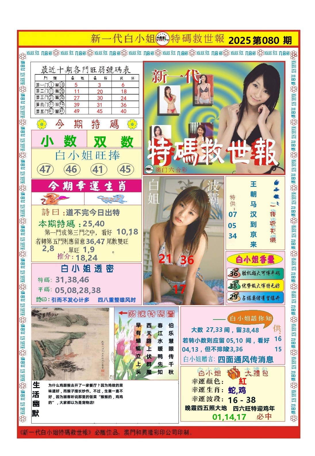 澳门特码救世报 第80期