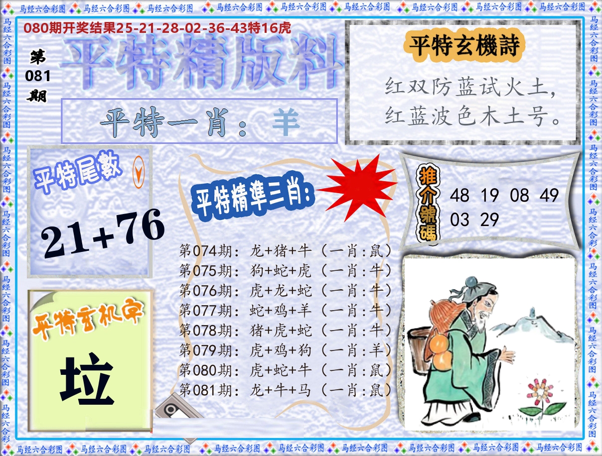 平特精版料 第81期