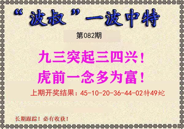 波叔中特 第82期