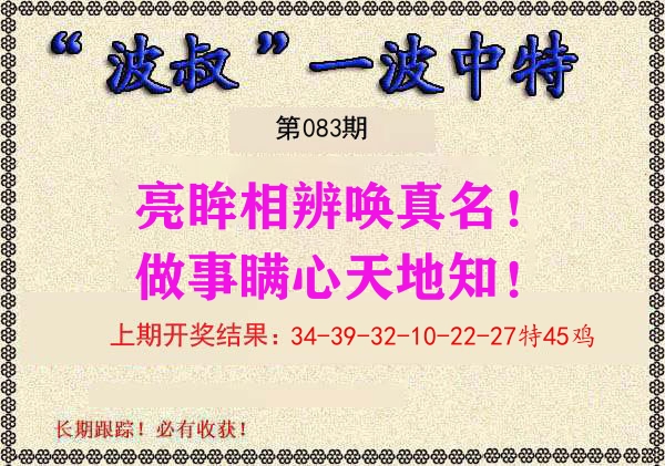 波叔中特 第83期