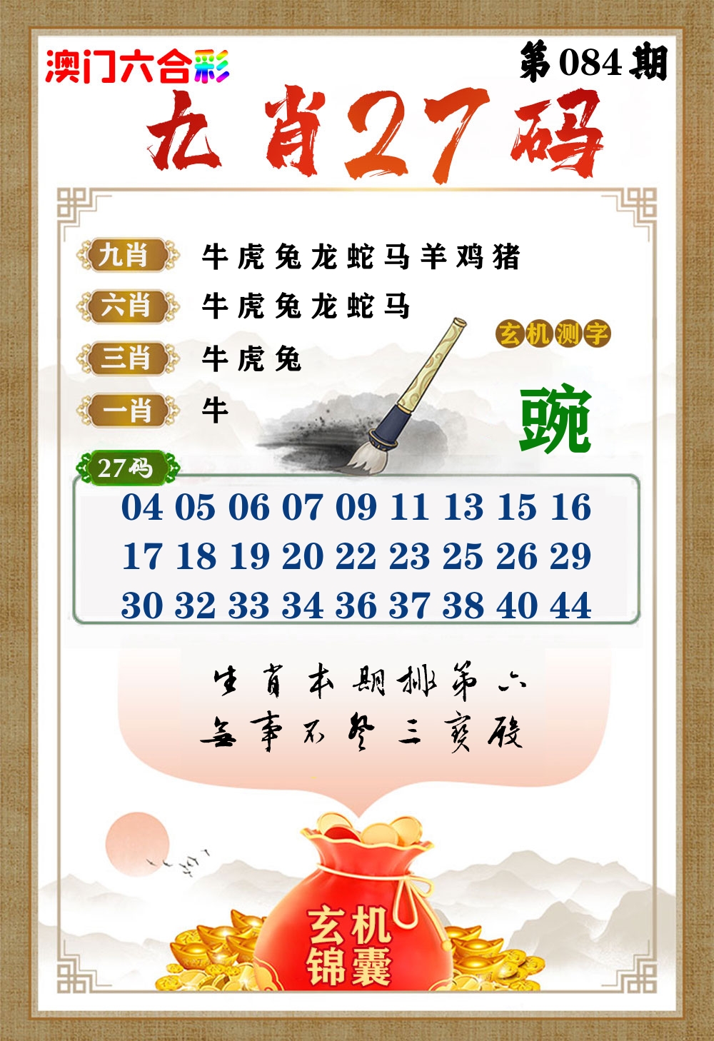玄机锦囊 第84期