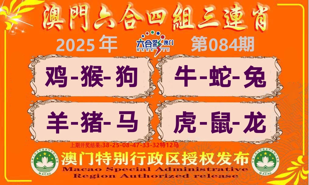 六合三连肖 第84期