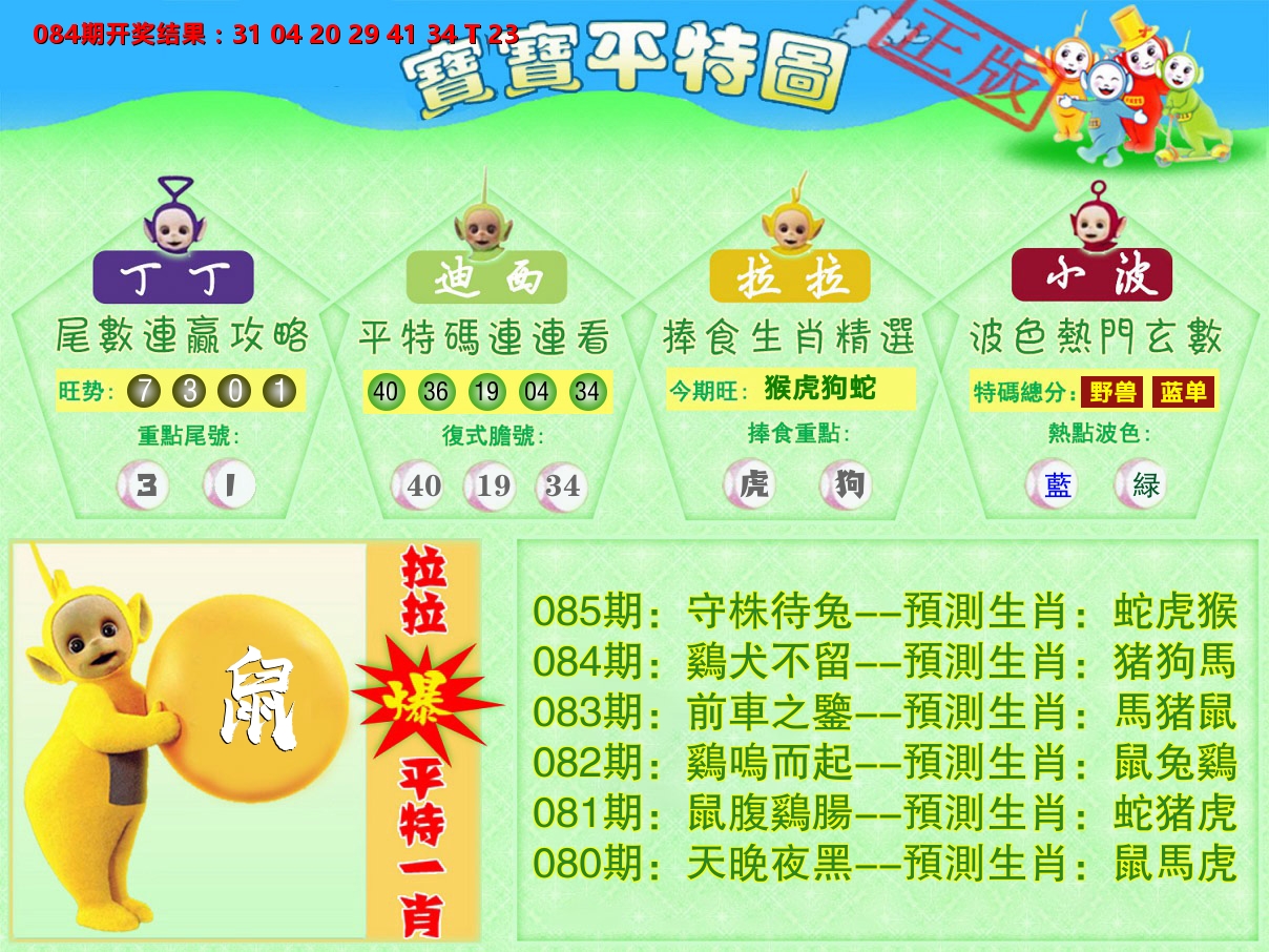天线宝宝平特图 第85期