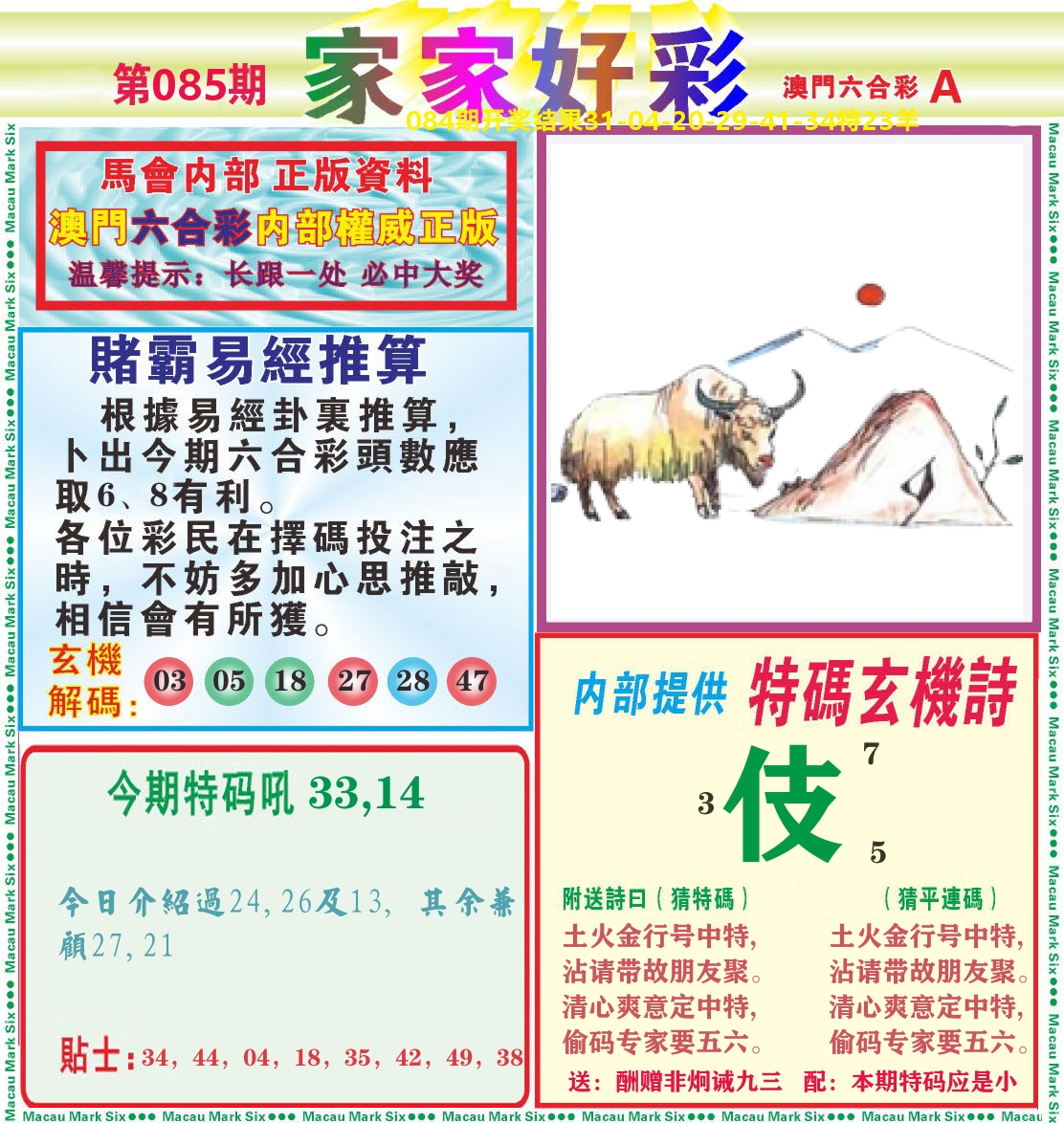 家家好彩A 第85期