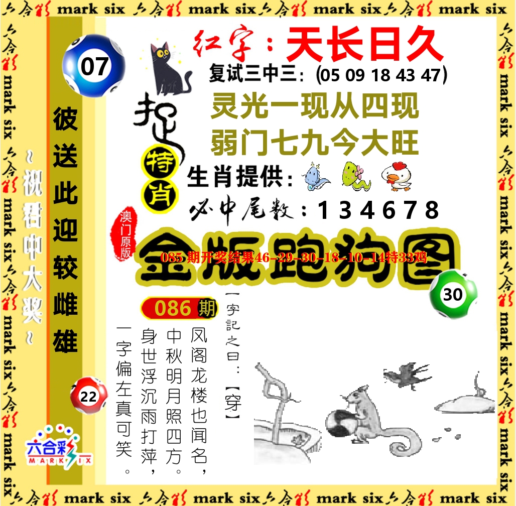 金版跑狗图 第86期