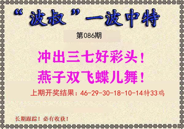 波叔中特 第86期