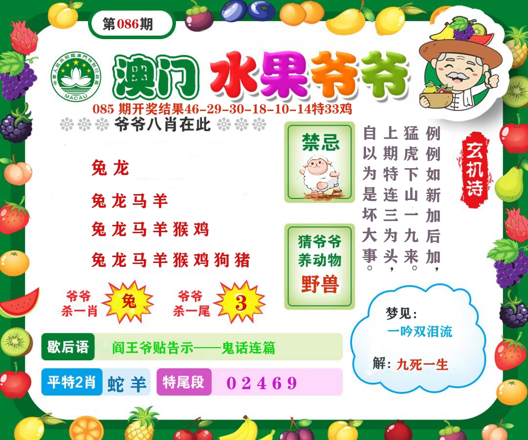 澳门水果爷爷 第86期