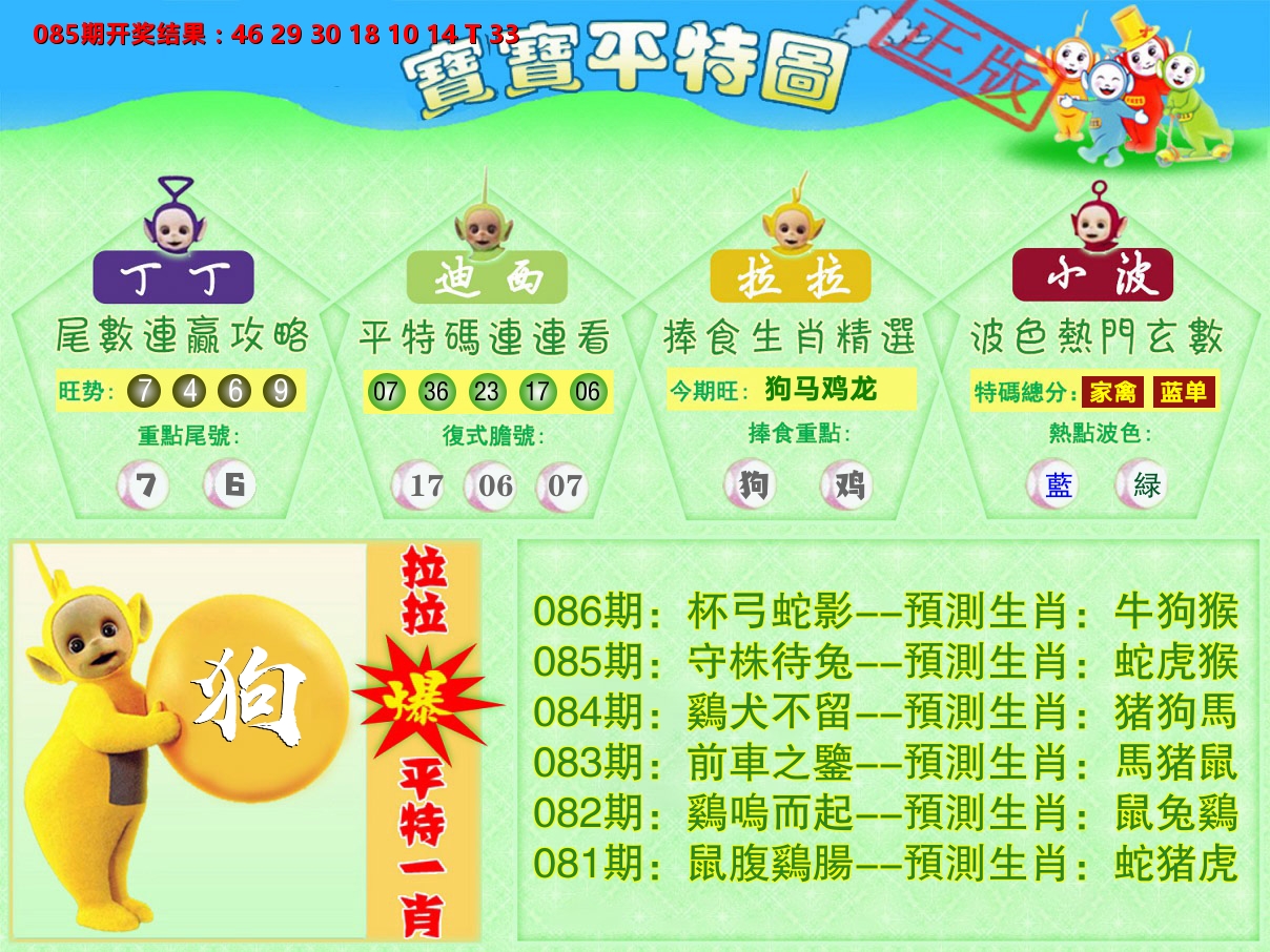 天线宝宝平特图 第86期