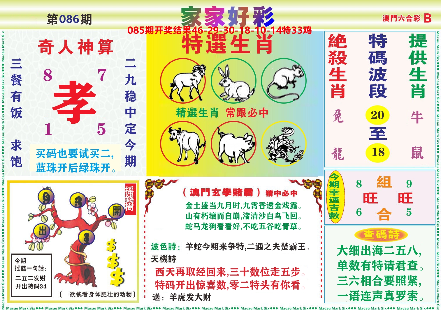 家家好彩B 第86期