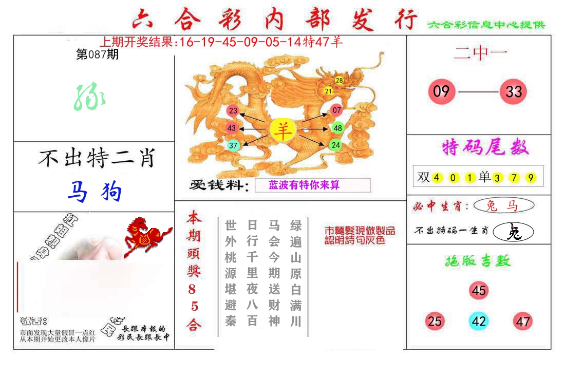 六合彩内部发行 第87期