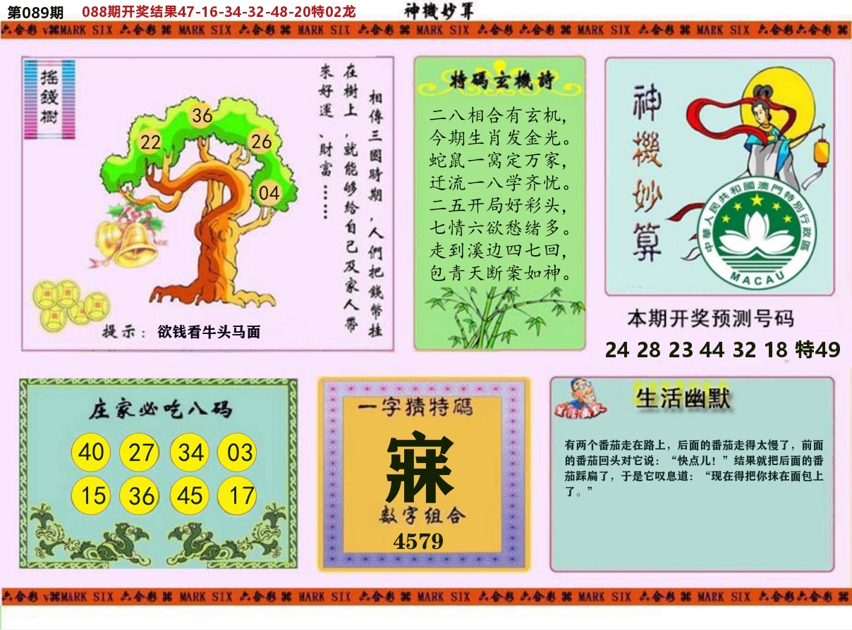 神机妙算 第89期