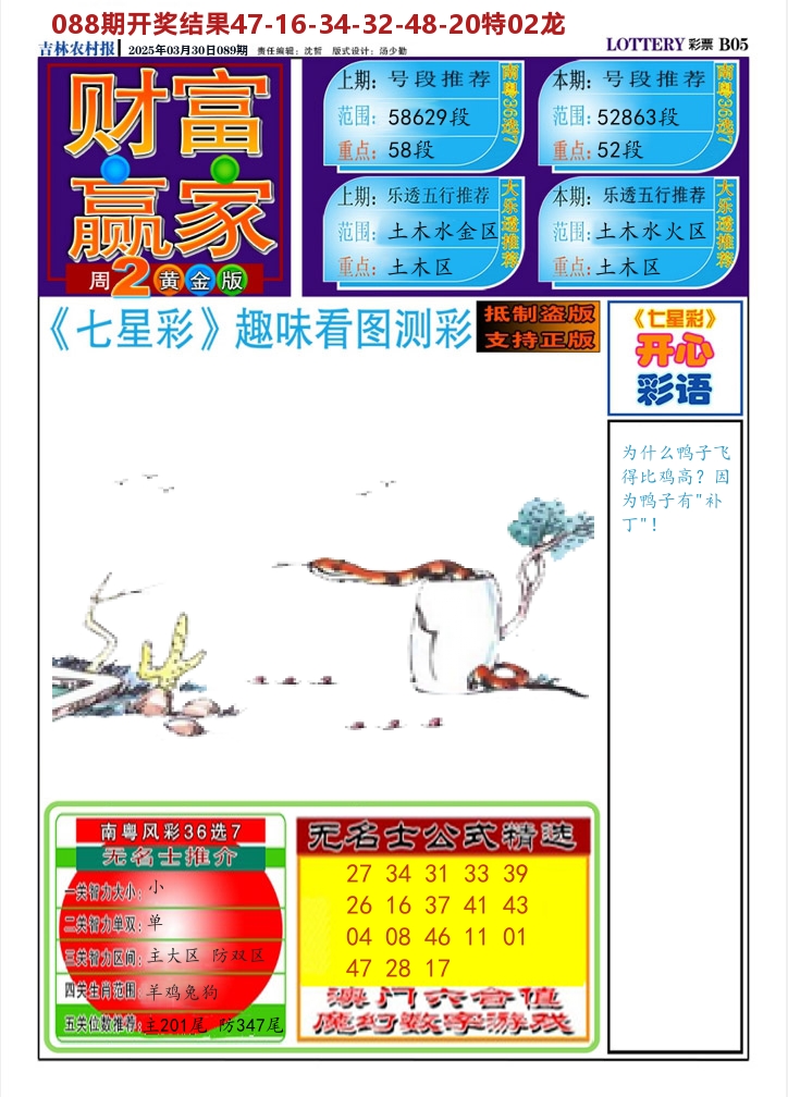 七星彩图A 第89期