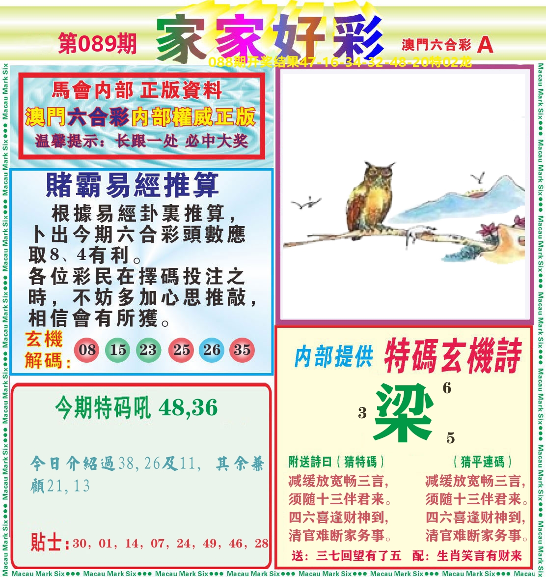 家家好彩A 第89期
