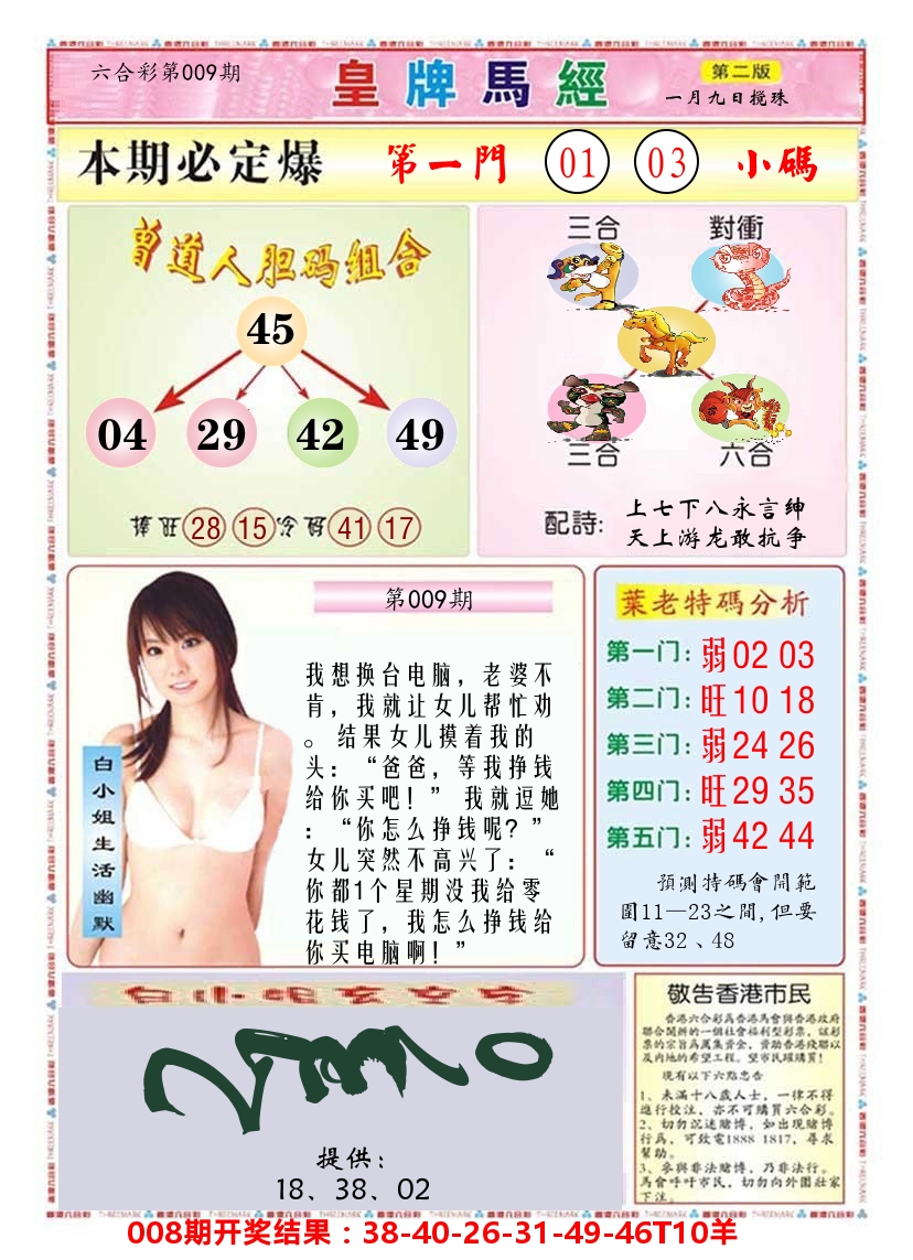 澳门皇牌马经B 第9期