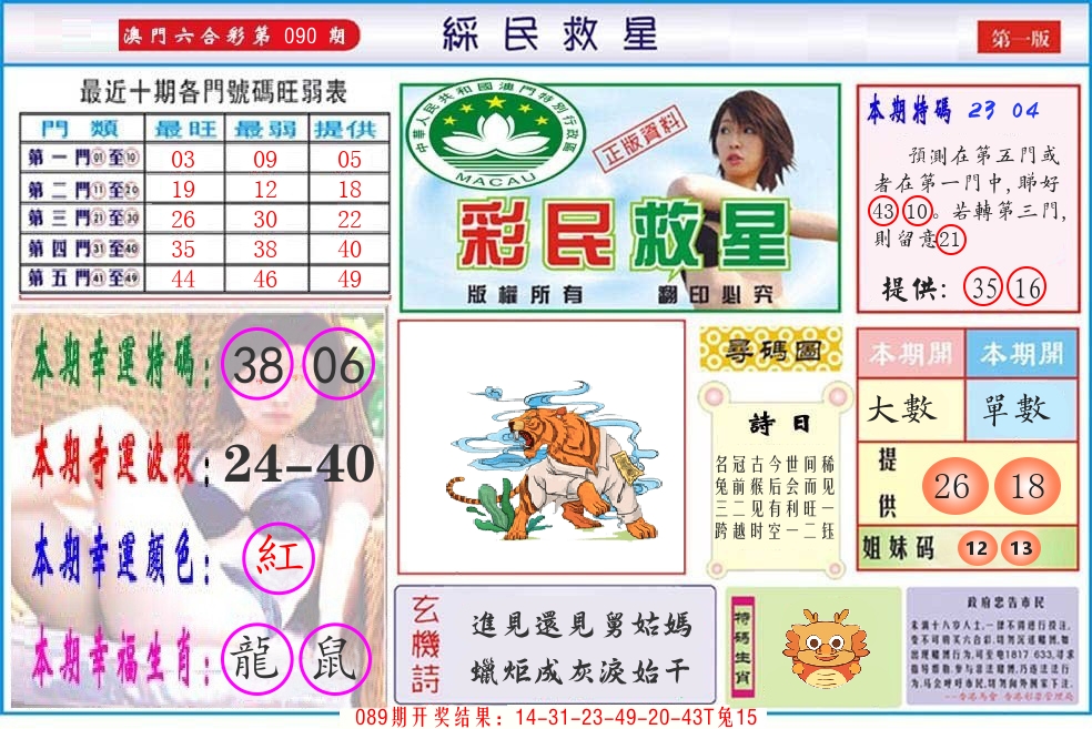 澳门彩民救星 第90期