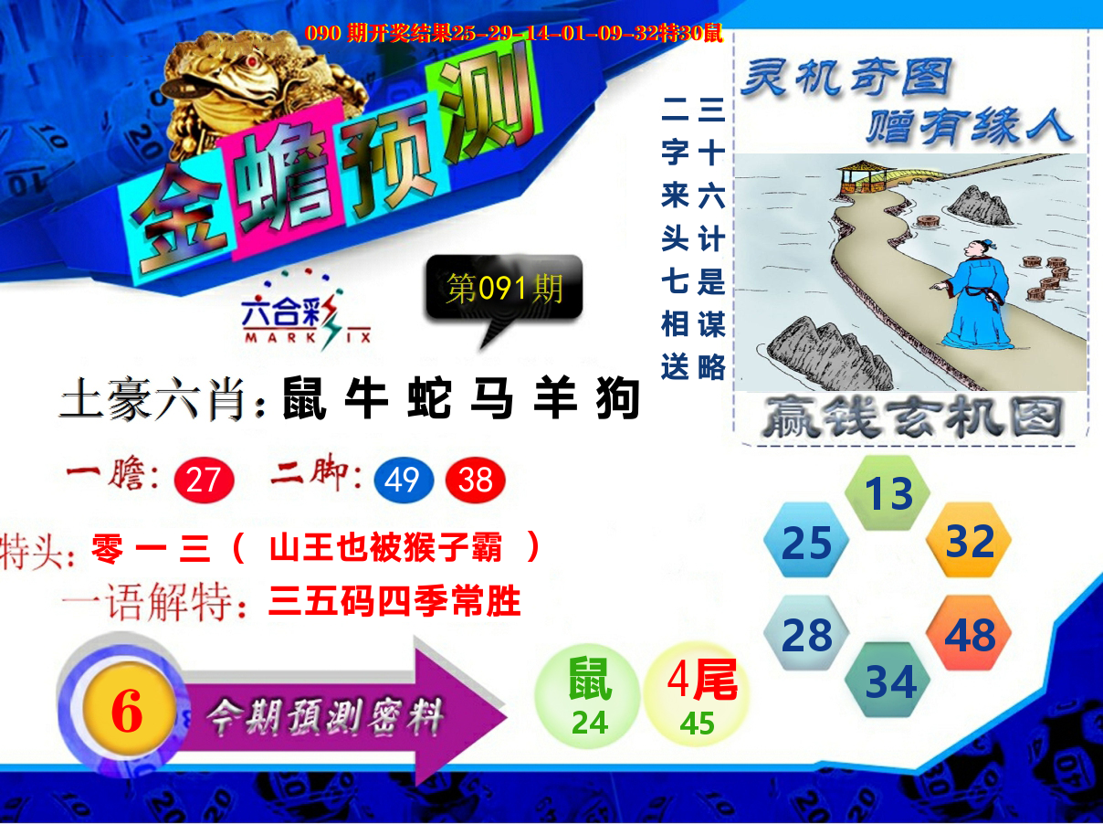 金蟾预测 第91期