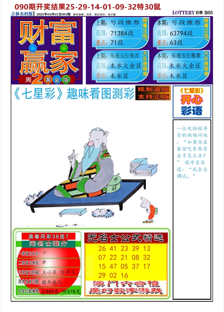 七星彩图A 第91期