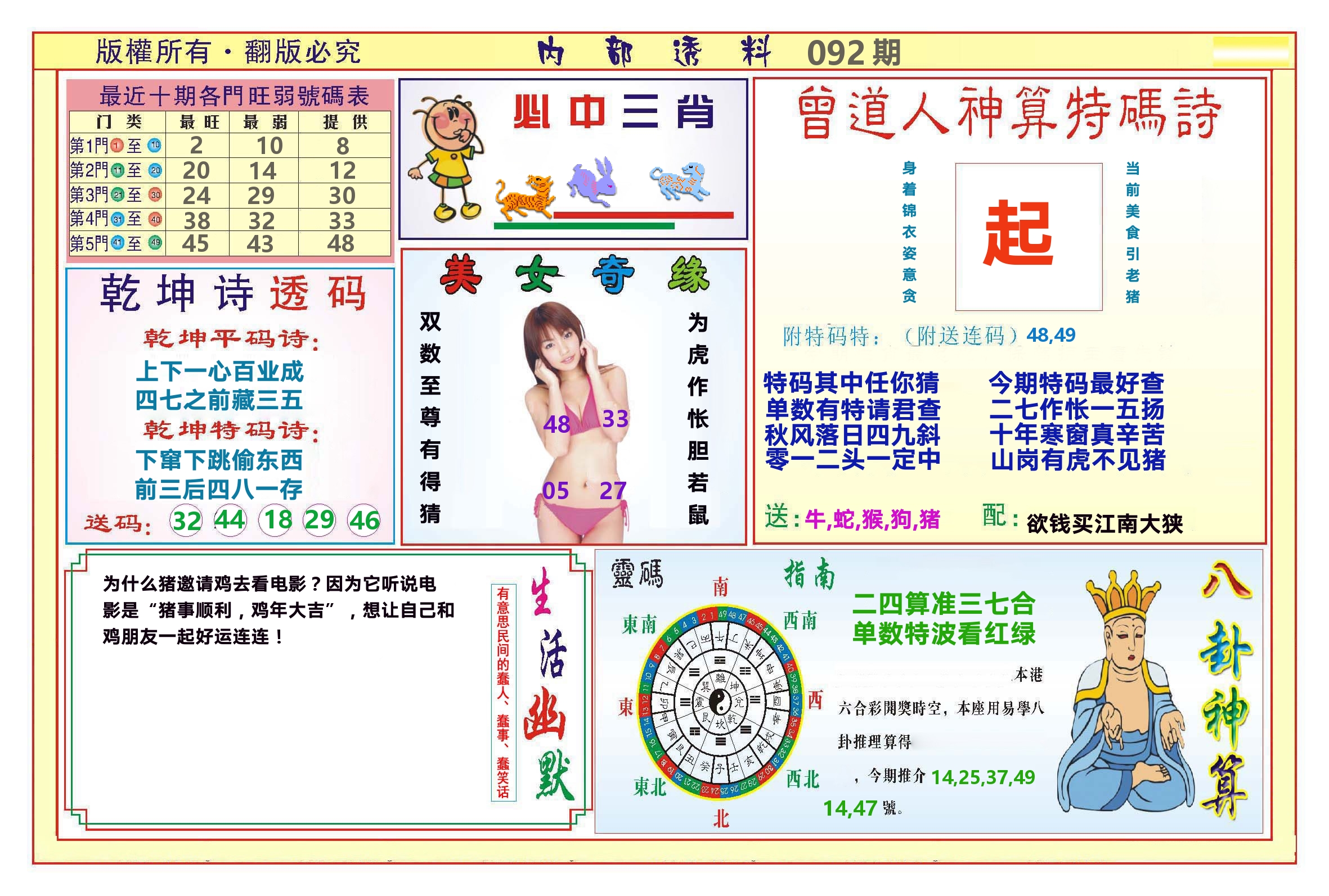 澳门内部透料B 第92期