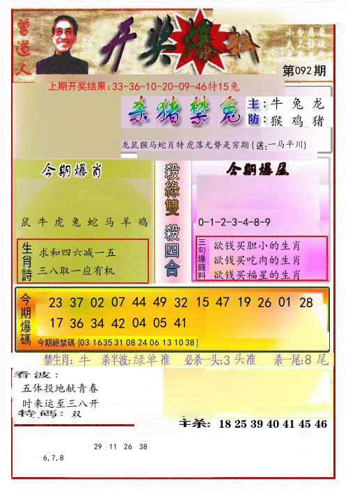 开奖爆料 第92期