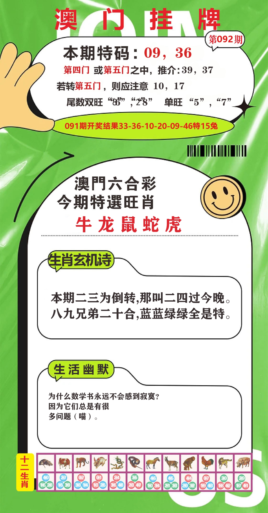 澳门赢天下B 第92期