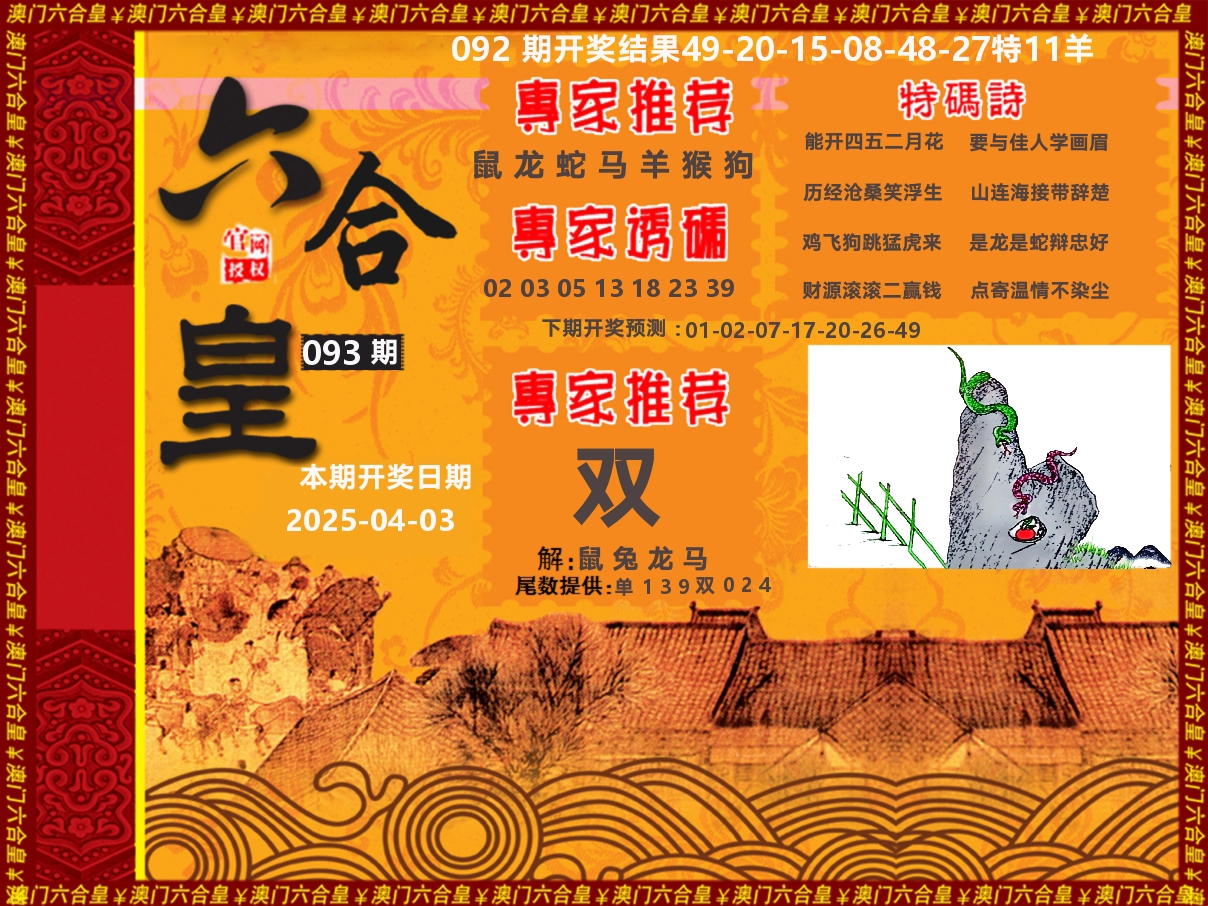 六合皇系列 第93期