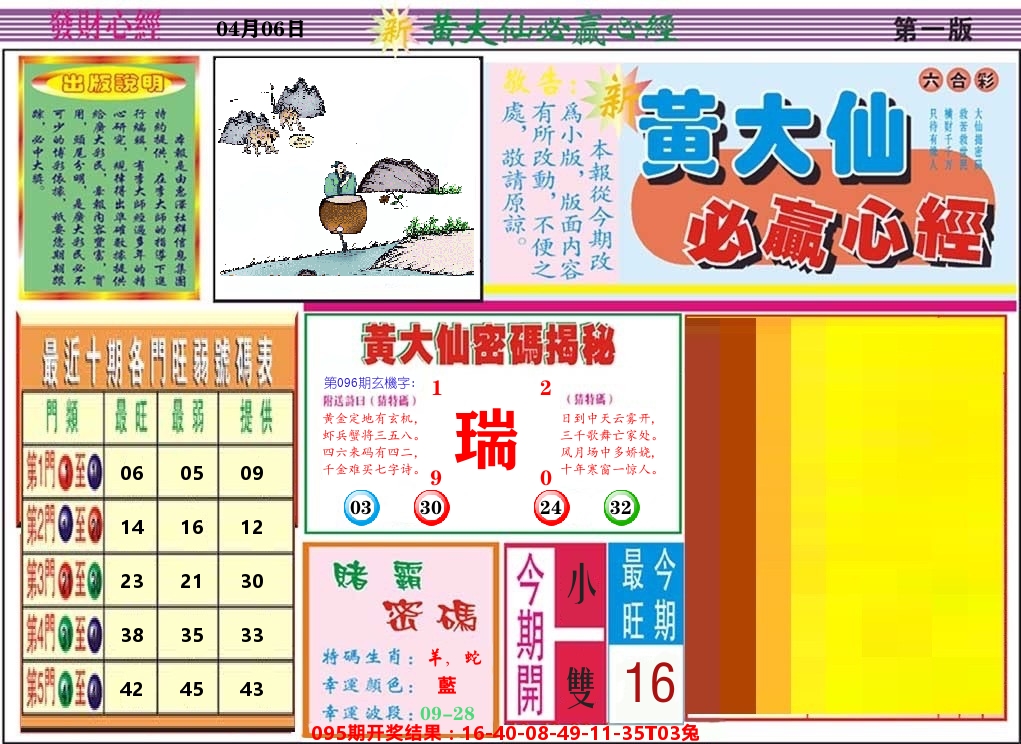 黄大仙必赢心经 第96期