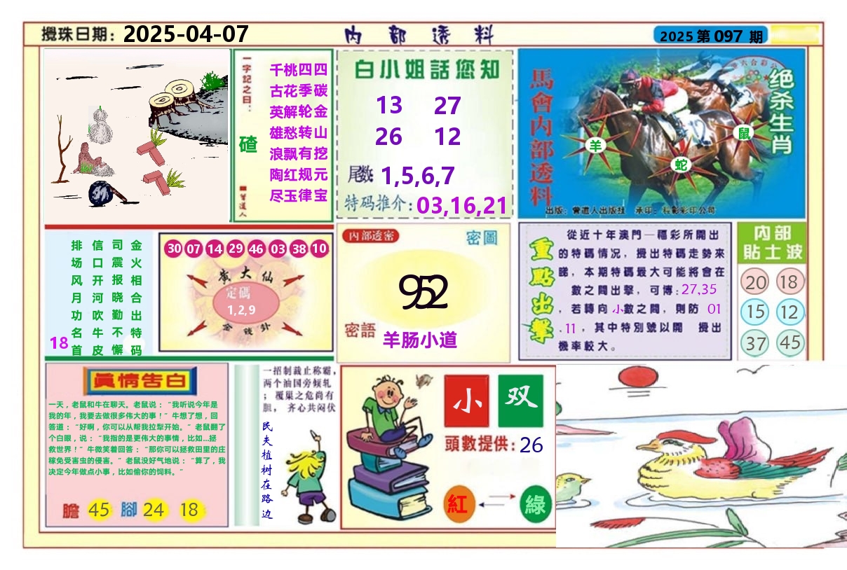 澳门内部透料A 第97期