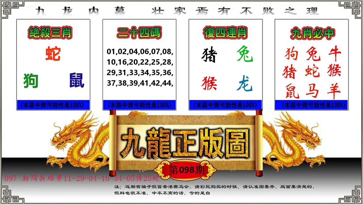 九龙正版图 第98期