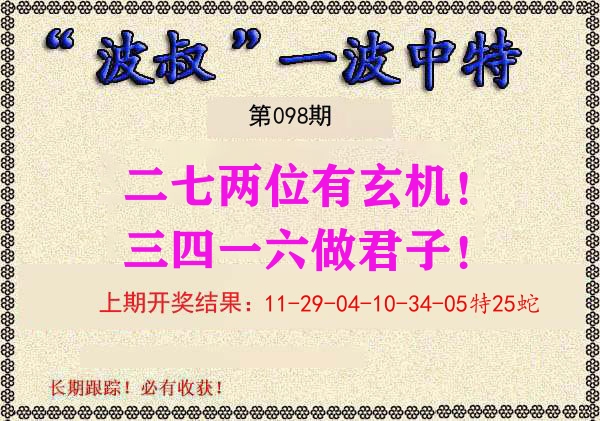 波叔中特 第98期