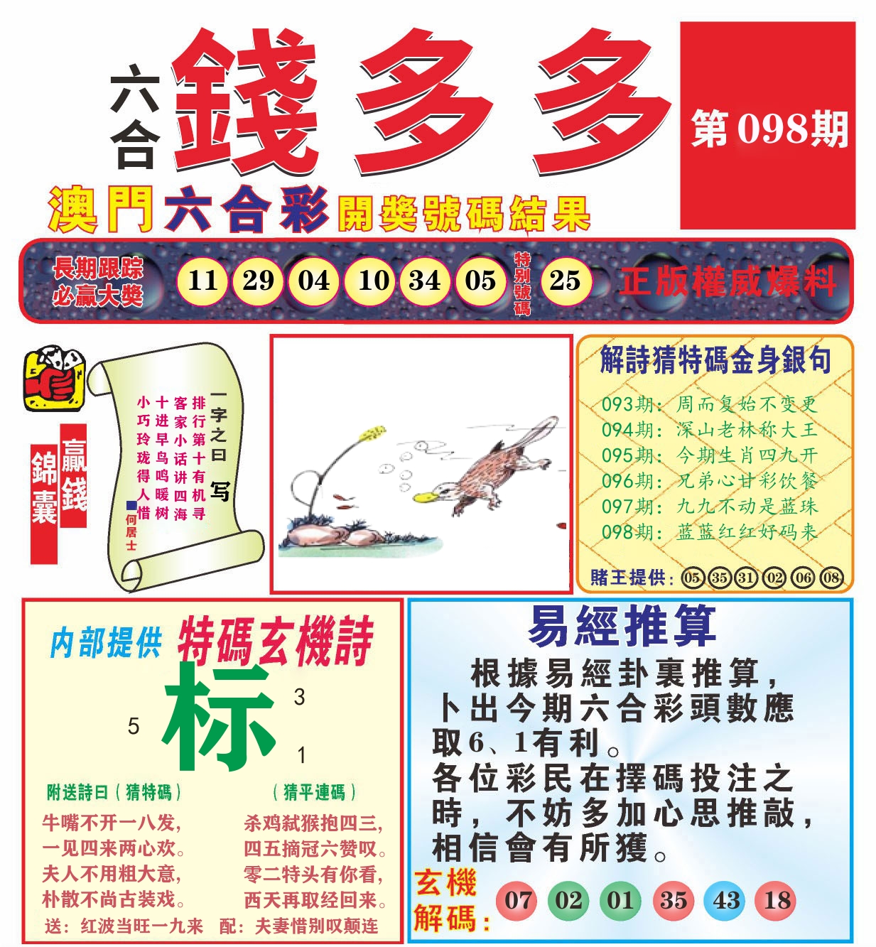 澳门钱多多B 第98期
