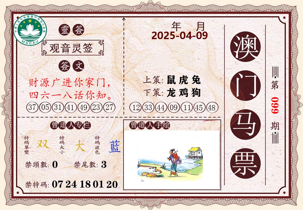 澳门马票 第99期