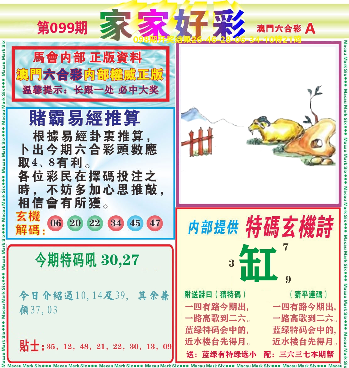 家家好彩A 第99期