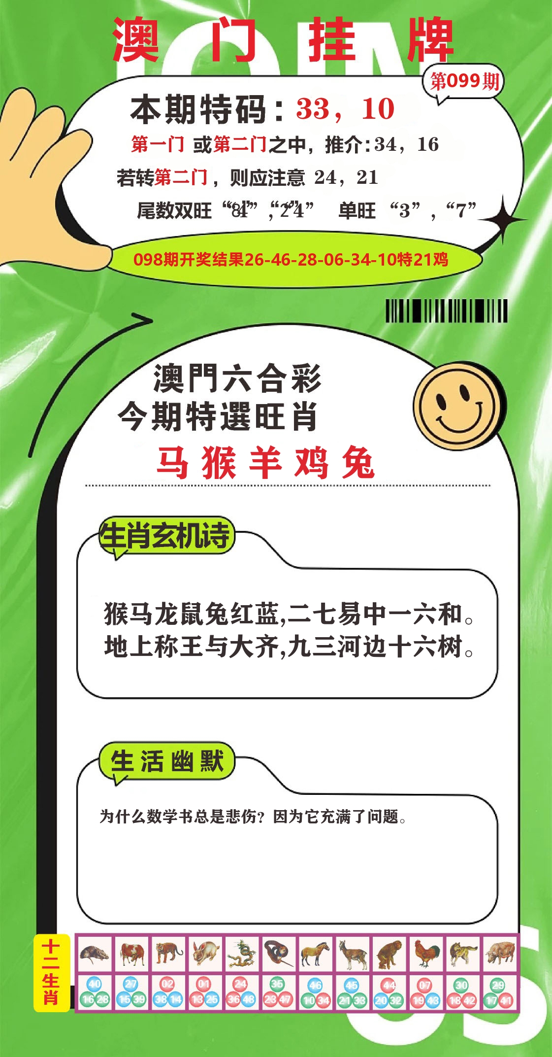 澳门赢天下B 第99期