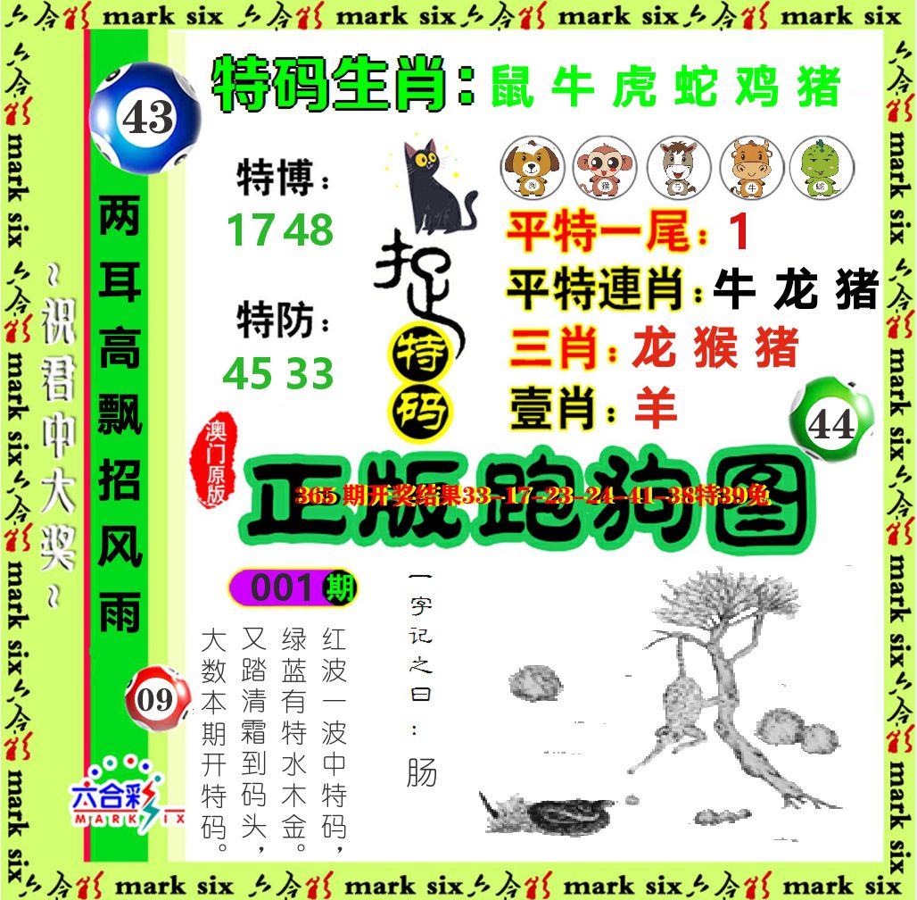 正版跑狗图 第1期