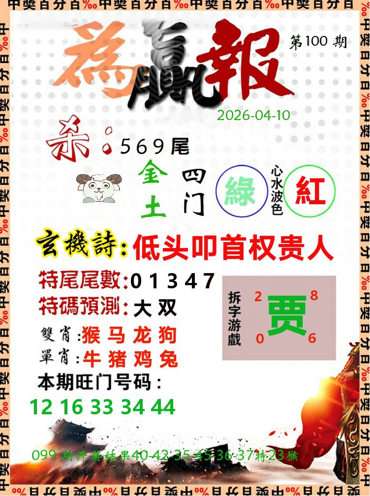 为赢报 第100期
